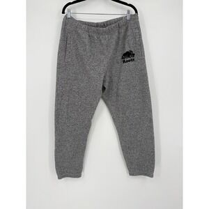 Roots Salt and Pepper Sweatpants Grey Heathered Logo Joggers Mens Large L